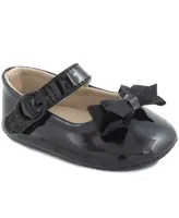Baby Deer Baby Girl Patent Skimmer with Flower Strap Overlay