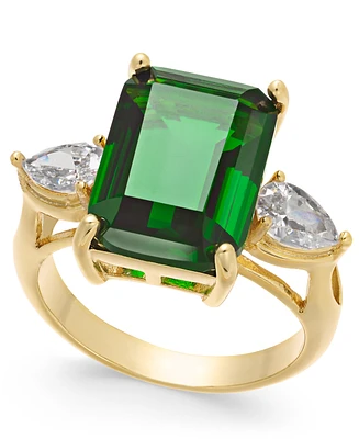 Charter Club Emerald Cut Crystal Ring Silver Plate, Gold or Rose Created for Macy's