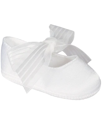Baby Deer Baby Girl Shantung Ballet Skimmer with Sheer Ribbon Tie