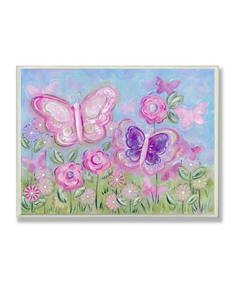 Stupell Industries The Kids Room Pastel Butterflies in a Garden Wall Plaque Art, 12.5" x 18.5"