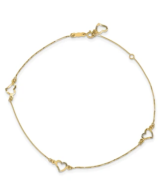 Heart Anklet with Adjustable 1" Extension in 14k Yellow Gold