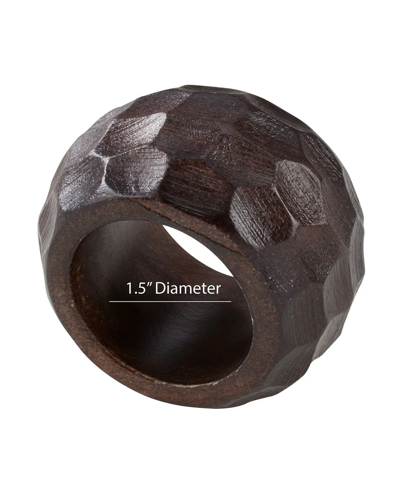 Saro Lifestyle Mango Wood Napkin Ring with Chunky Design, Set of 4