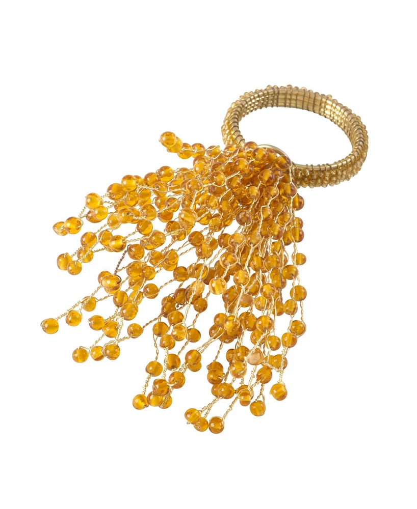 Saro Lifestyle Beaded Spray Design Napkin Ring, Set of 4