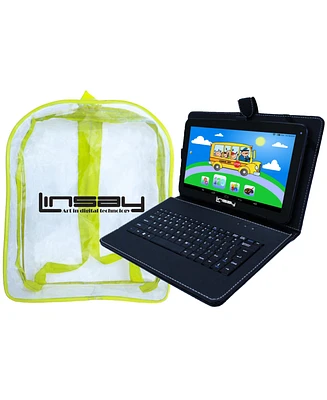 New Linsay 10.1" Tablet Octa-Core 128GB storage with Exclusive Black Leather Keyboard and Backpack Newest Android 14