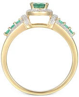Emerald (5/8 ct. t.w.) & Diamond (5/8 ct. t.w.) Statement Ring in 14k Gold Over Sterling Silver