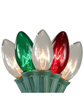 Northlight Set of 15 Red Clear and Green C9 Christmas Pathway Marker Decorations -14 ft Green Wire