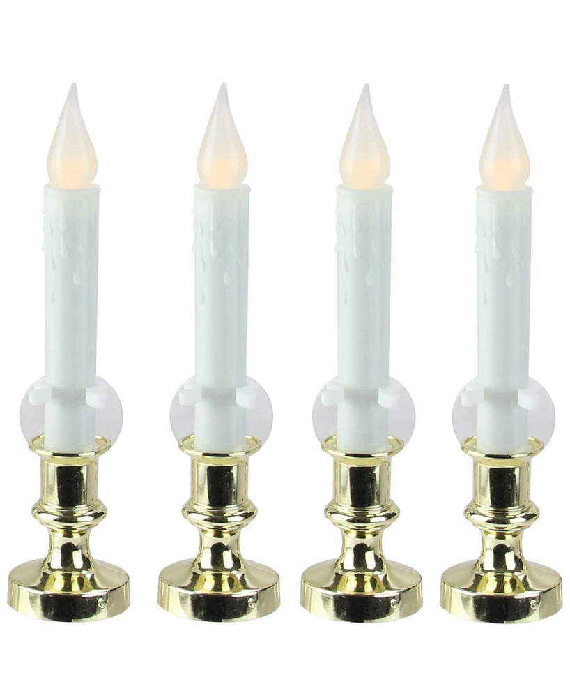 Northlight Set of 4 Led Flickering Window Christmas Candle Lamp with Timer 8.5"