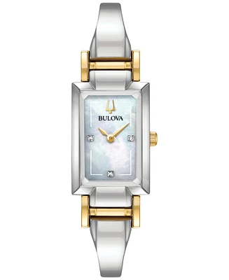 Bulova Women's Classic Diamond Accent Two-Tone Stainless Steel Bangle Bracelet Watch 28x33mm