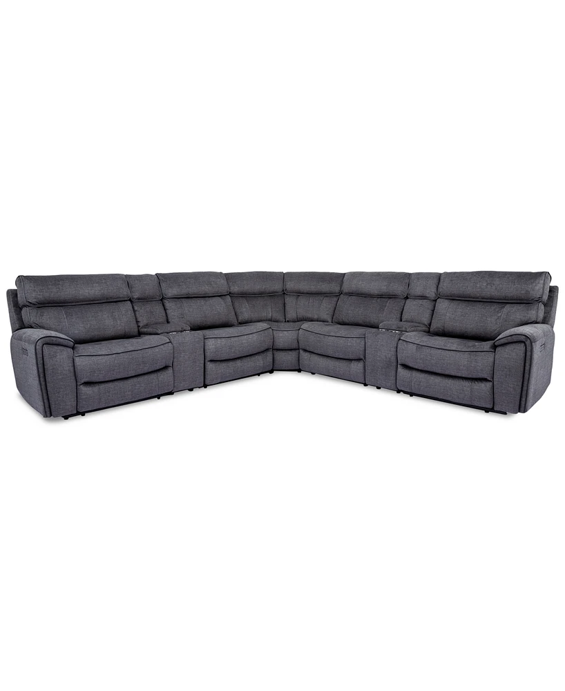 Closeout! Hutchenson 7-Pc. Fabric Sectional with Power Recliners