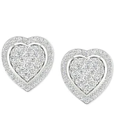 Diamond Heart Cluster Stud Earrings (1/2 ct. t.w.) in Sterling Silver