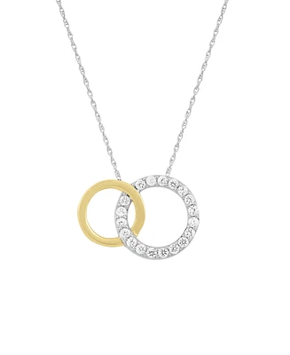241 Wear It Both Ways Diamond Interlocking Circle Pendant Necklace (1/5 ct. t.w.) in 14k Two-Tone White and Yellow Gold
