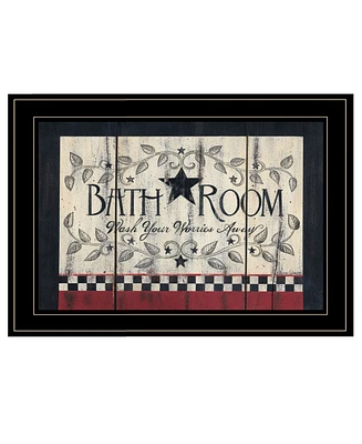 Trendy Decor 4U Bath Room by Linda Spivey, Ready to hang Framed Print, Black Frame, 19" x 15"