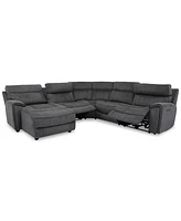 Closeout! Hutchenson 5-Pc. Fabric Chaise Sectional with 2 Power Recliners