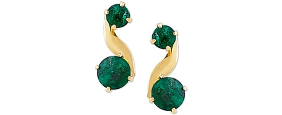 Emerald Swirl Drop Earrings (3/4 ct. t.w.) in 10k Gold