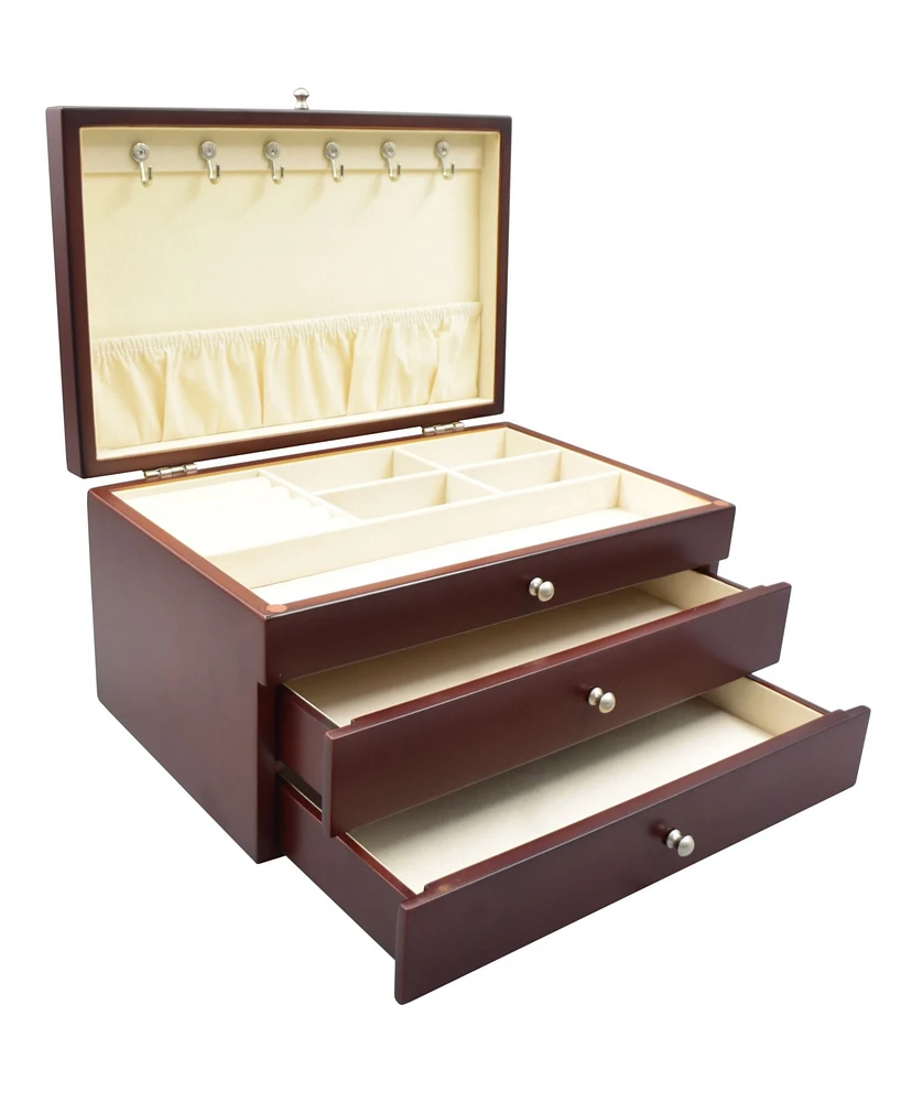 Pko Inc Elegant Walnut Finish Jewelry Box