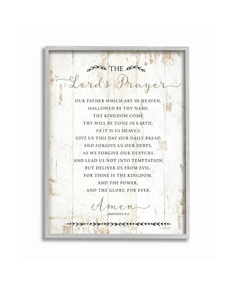 Stupell Industries The Lords Prayer Our Father Rustic Distressed White Wood Look, 16" L x 20" H