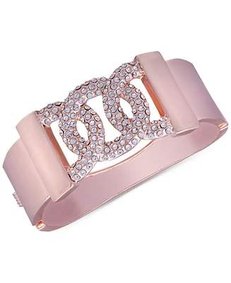 Guess Rose Gold-Tone Pave Bangle Bracelet