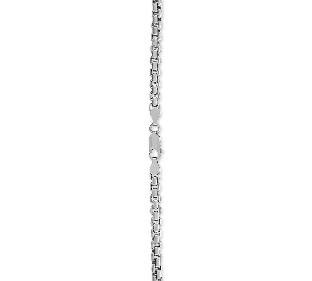 Rounded Box Link 22" Chain Necklace (4mm) in Sterling Silver
