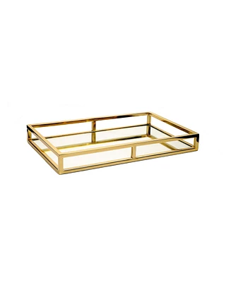 Classic Touch Oblong Mirror Tray with Loop Design