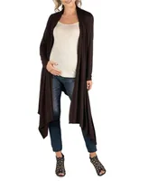 24Seven Comfort Apparel Long Sleeve Knee Length Open Maternity Cardigan