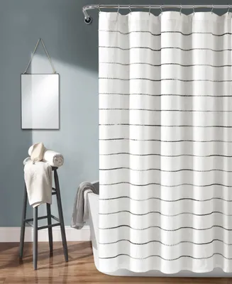 Lush Decor Ombre Stripe Yarn Dyed Cotton Shower Curtain, 72" x