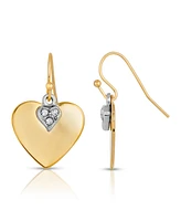 2028 14K Gold-Dipped and Clear Crystal Heart Earrings