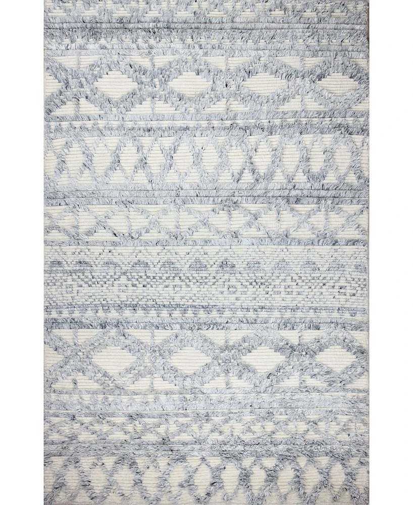 Closeout! Bashian Natural Wool M133 Ivory and Blue 8'6" x 11'6" Area Rug