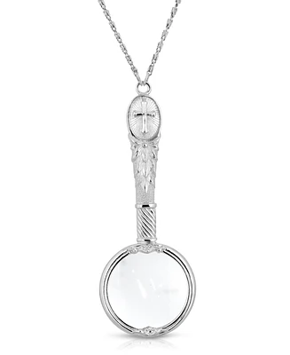 2028 Antiqued Pewter Cross Etched Magnifier 28" Necklace