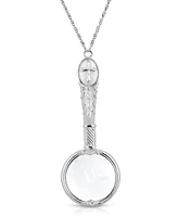 2028 Antiqued Pewter Cross Etched Magnifier 28" Necklace