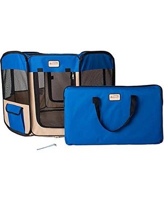 Armarkat PP001B-xl Portable Pet Playpen in Blue and Beige Combo - Water Resistant and Lightweight