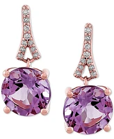 Pink Amethyst (3-1/2 ct. t.w.) & Diamond (1/20 ct. t.w.) Drop Earrings in 14k Rose Gold