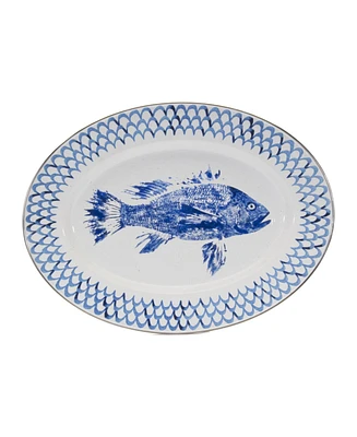 Golden Rabbit Fish Camp Enamelware Oval Platter