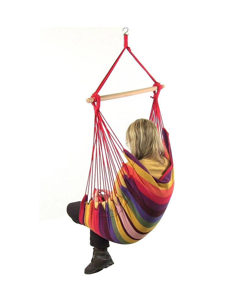 Double Cushion Hanging Rope Hammock Chair Swing for Backyard and Patio - 265 lb Weight Capacity - Sunset