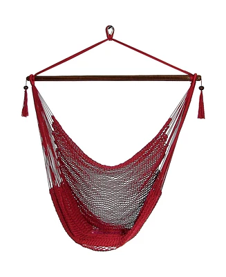 Caribbean Style Extra Large Hanging Rope Hammock Chair Swing for Backyard and Patio