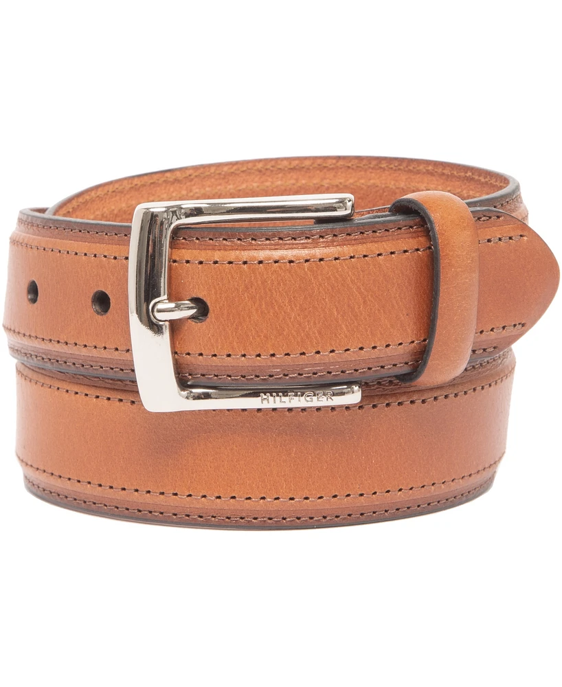 Tommy Hilfiger Men's Stitched Classic Dress Leather Belt