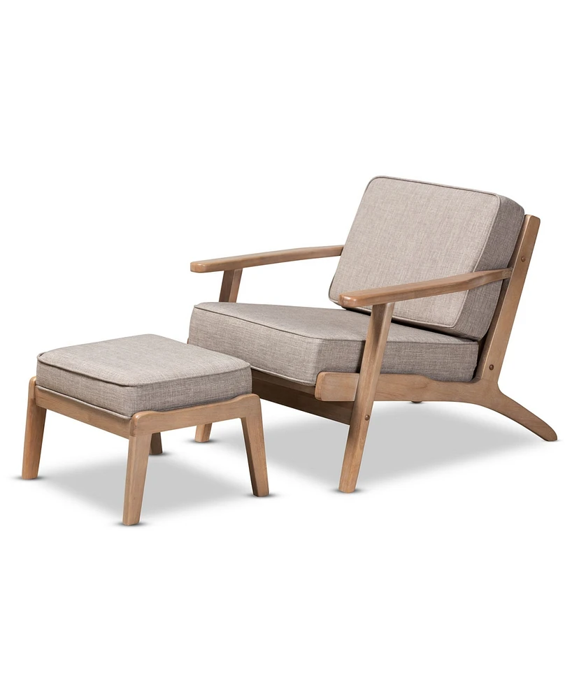 Furniture Sigrid Mid-Century Modern Armchair and Ottoman Set