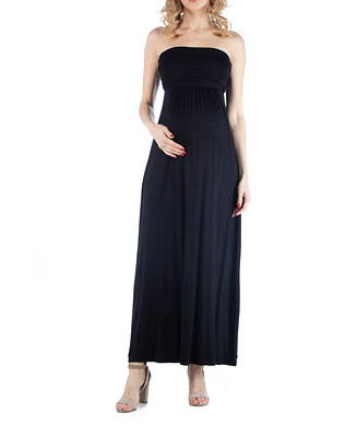 24seven Comfort Apparel Sleeveless Empire Waist Maternity Maxi Dress