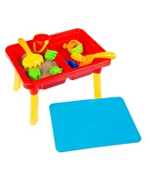 Hey Play Water Or Sand Sensory Table With Lid And Toys - Portable Covered Activity Playset For The Beach, Backyard Or Classroom