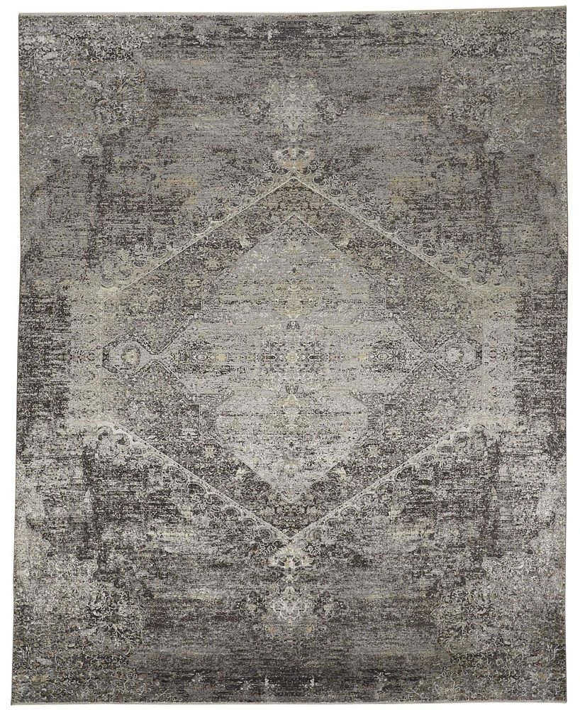 Feizy Sarrant R3963 Charcoal 2'8" x 12' Runner Rug