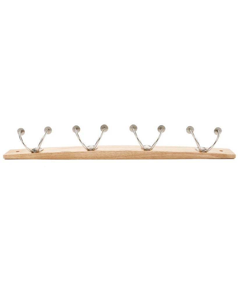 Spectrum Stratford Wall Mount 4-Double Hook Wood Rack