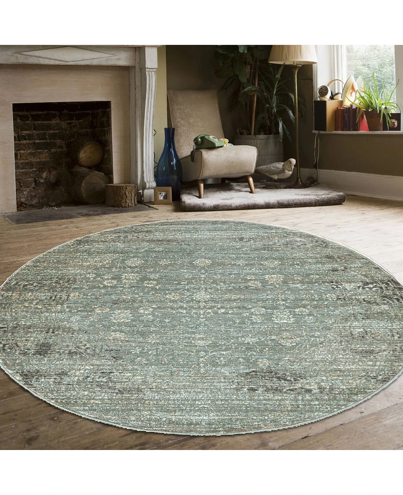 Closeout! Km Home Silvano Sil-01 Green 5'3" x 5'3" Round Rug