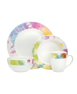 Godinger Tie Dye 16 Pc. Dinnerware Set, Service for 4
