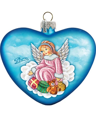 G.DeBrekht Guardian Angel Hart Glass Ornament