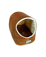 Armarkat Cat Bed Cave Shape, Brown/Ivory, C11CZS/Mh - Luxurious Velvet Covering, 100% Poly Fill Filling, Machine Washable, 6 Months Warranty