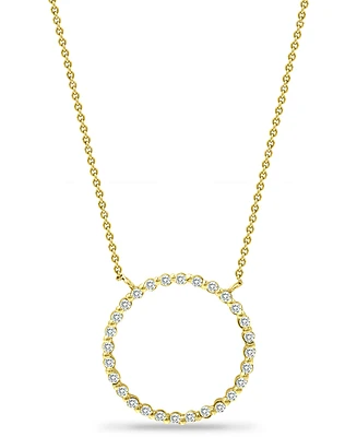 Giani Bernini Cubic Zirconia Open Circle Pendant Necklace in 18k Gold-Plated Sterling Silver, 16" + 2" extender, Created for Macy's