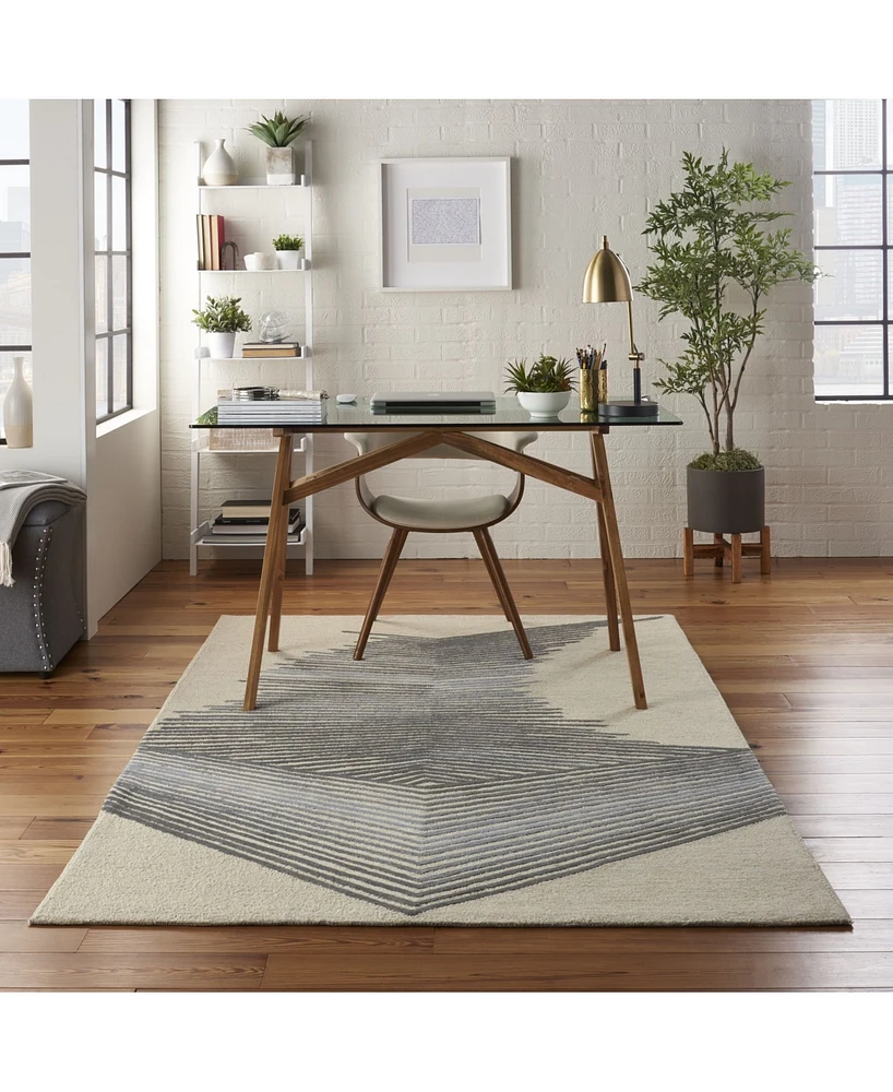 Nourison Home Symmetry SMM06 Ivory and Gray 5'3" x 7'9" Area Rug