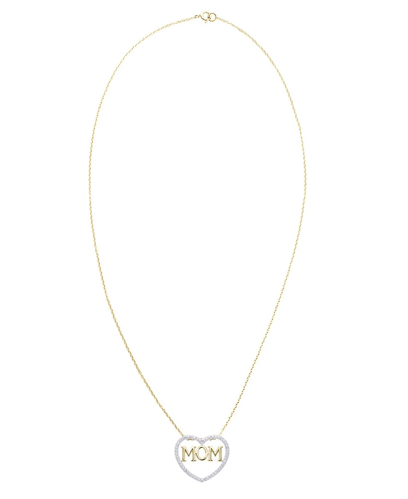 Macy's Diamond Accent Gold-plated Mom Heart Pendant Necklace