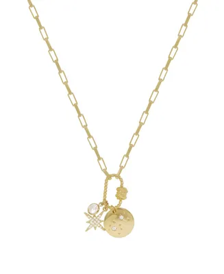 Ettika Crystal and 18K Gold Charmed For Sure Women's Necklace