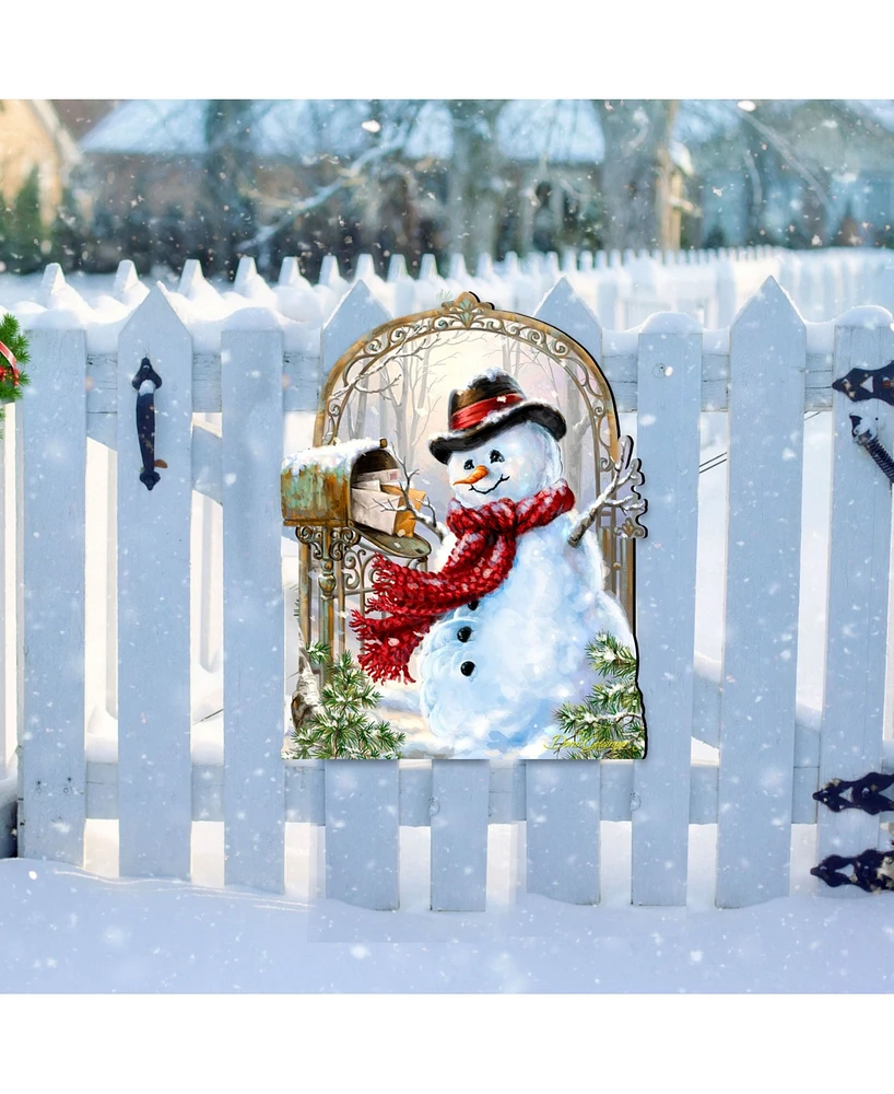 Designocracy by Dona Gelsinger Seasons-Greetings Snowman Wall and Door Hanger