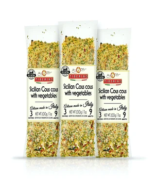 Tiberino One Pot Dish - Sicilian Cous Cous with Mixed Vegetables - 7oz 200 Grams, Pack of 3